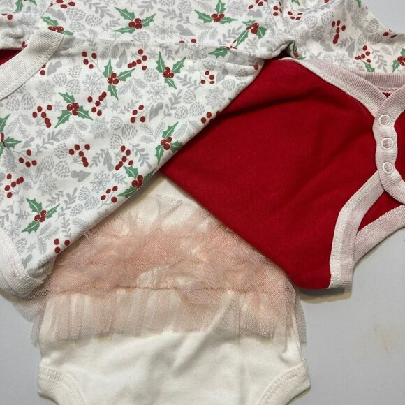 Baby Kiss My First Christmas 3-Piece Cotton Tulle Holly Red One Pieces-3… - Picture 9 of 12